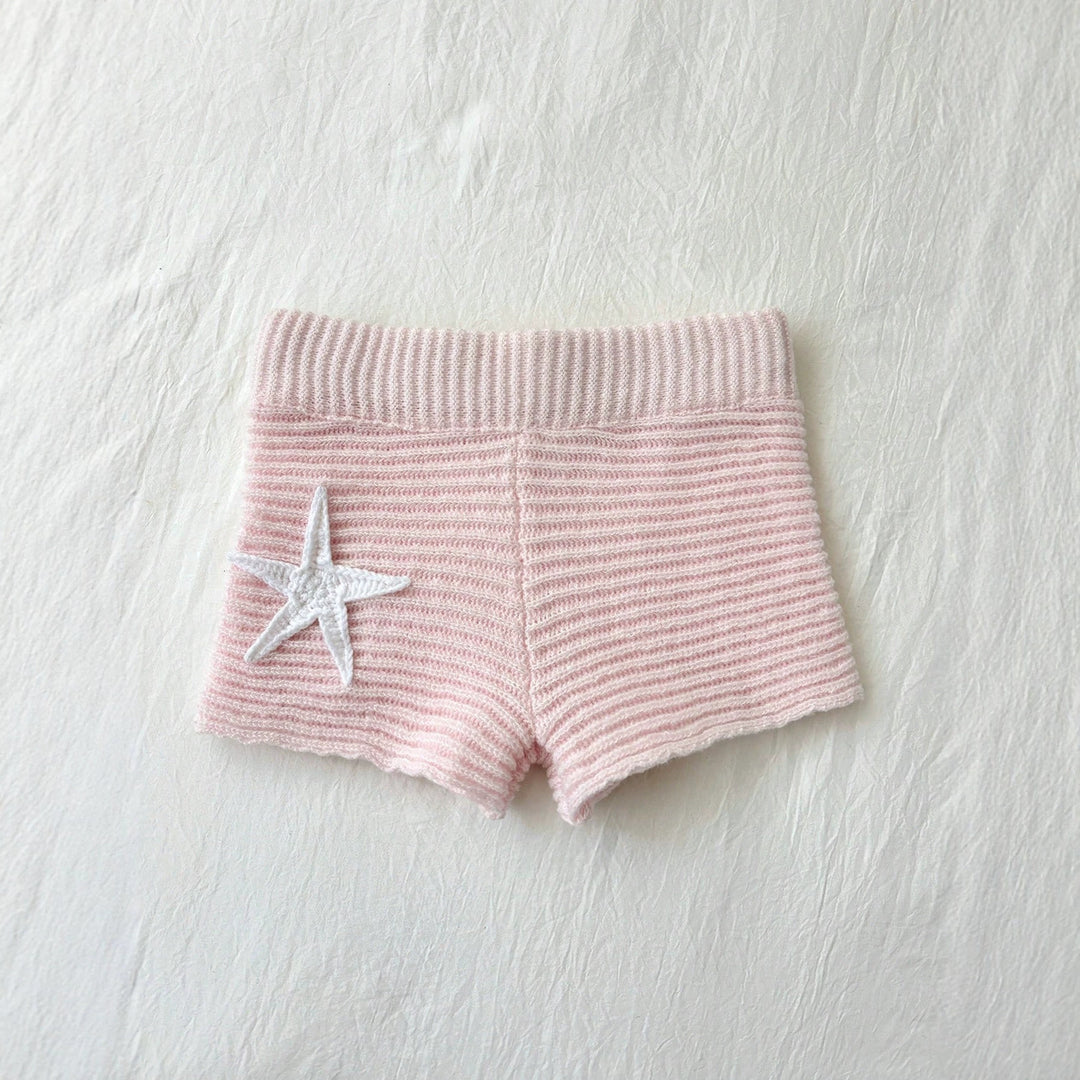 Damen kurze Strickshorts mit maritimer Applikation R&B
