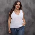 Damen luftiges Stricktop mit V-Ausschnitt R&B