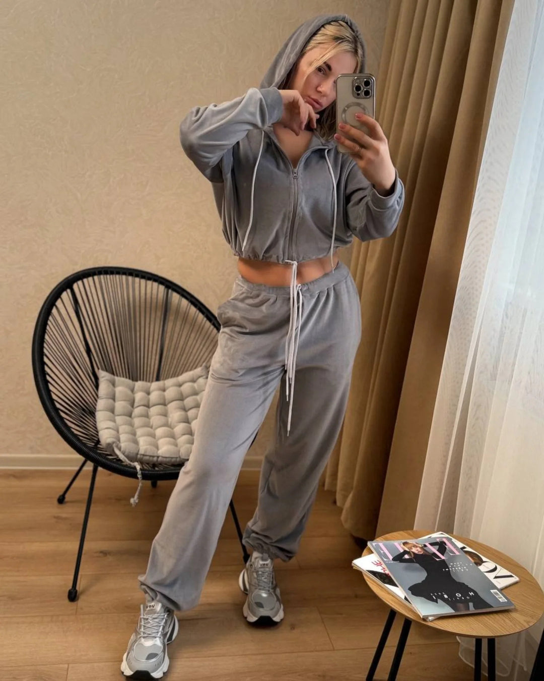 Damen Luxuriöses Velours Freizeit-Set R&B