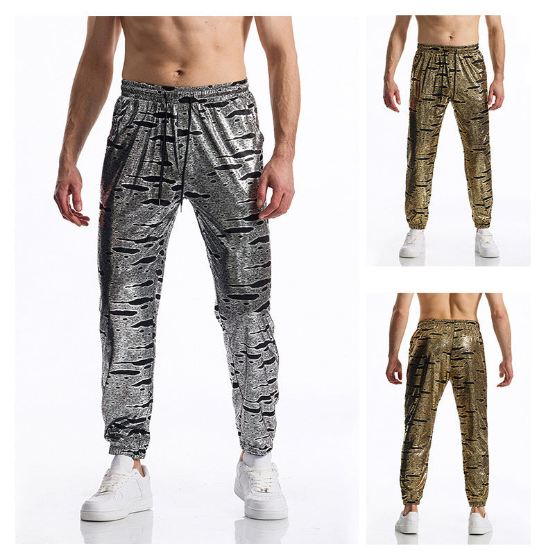 Herren elegante Jogginghose mit glänzendem Metallic-Muster R&B
