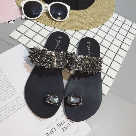 Damen elegante Sandalen mit funkelnden Blütenakzenten R&B