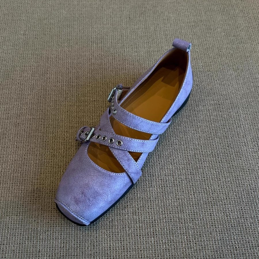 Damen Ballerinas mit dekorativen Riemen und modischen Schnallen R&B