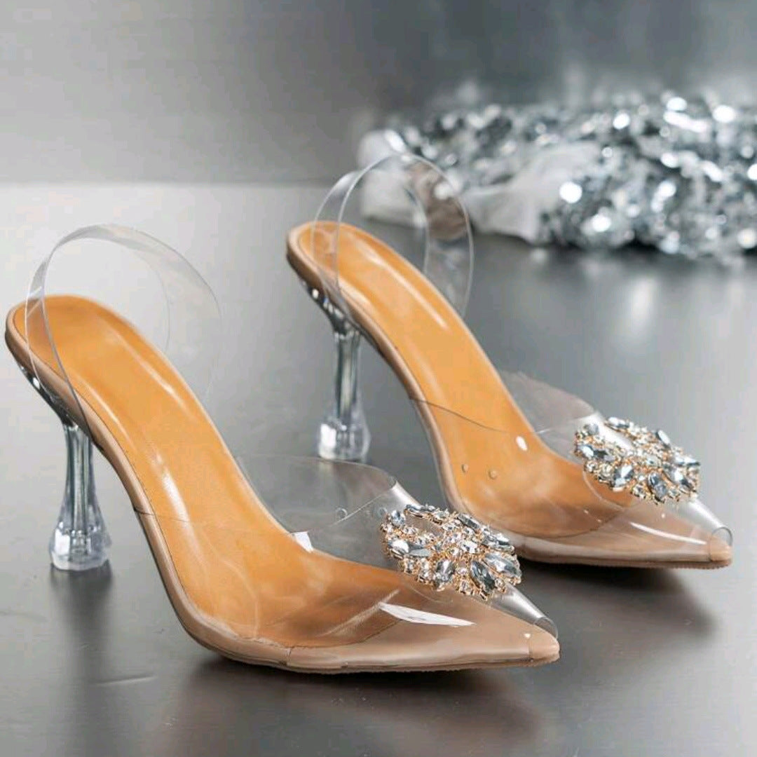 Damen Slingback-Pantoletten mit funkelnden Strassdetails R&B