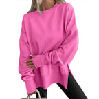 Damen Bequemer Langarm-Sweater mit Seitenschlitzen R&B
