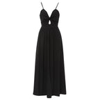Damen Maxikleid mit raffinierter Knopfdetail und elegantem tiefem Ausschnitt R&B