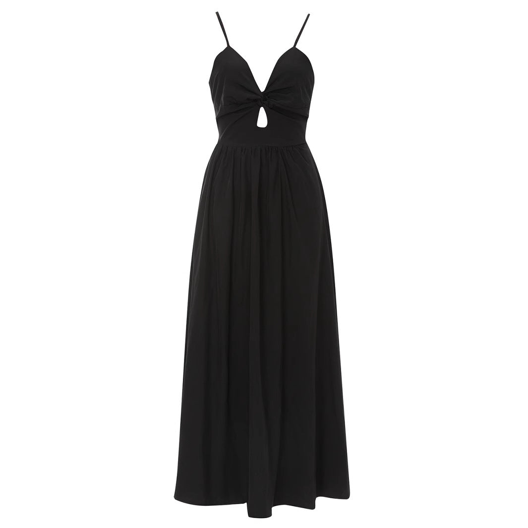 Damen Maxikleid mit raffinierter Knopfdetail und elegantem tiefem Ausschnitt R&B