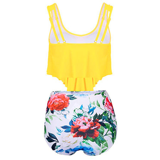 Damen Modisches Tankini-Set mit floralem Unterteil und lässigem Oberteil R&B