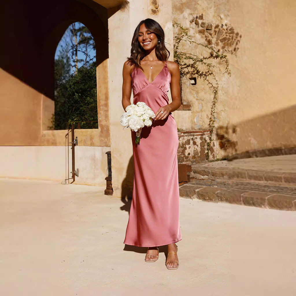 Damen Elegantes und Figurbetontes Abendkleid mit Tiefem V-Ausschnitt und Schmalem Schnitt R&B
