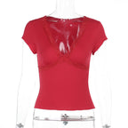 Damen Elegantes Oberteil mit Spitzen- und Drapierungselementen R&B