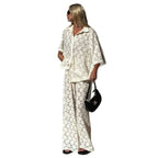 Damen oversized Hemdblusen-Set mit floralen Details R&B
