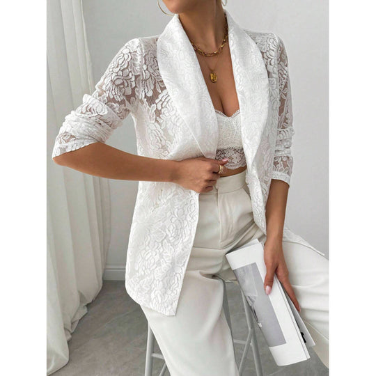 Damen Spitzenblazer mit elegantem Schalkragen R&B
