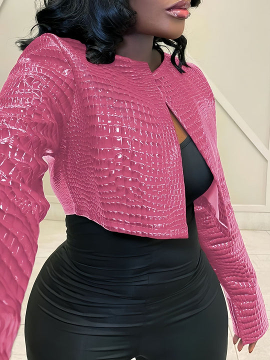 Damen Kunstlederjacke im modernen Krokodil-Design R&B