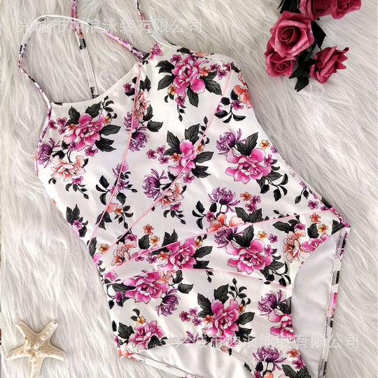 Damen Floraler Sportbadeanzug mit rückenfreier Silhouette R&B