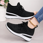 Damen Sportliche Sneakers mit Strass-Applikationen und atmungsaktivem Obermaterial