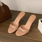 Damen elegante Slingback Sandaletten mit glänzendem Riemendesign R&B