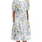 Damen Maxikleid mit floralem Design und weiten Ärmeln