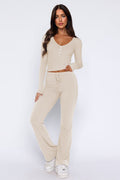 R&B | Damen Loungewear Satz mit Schlaghose und Crop Top