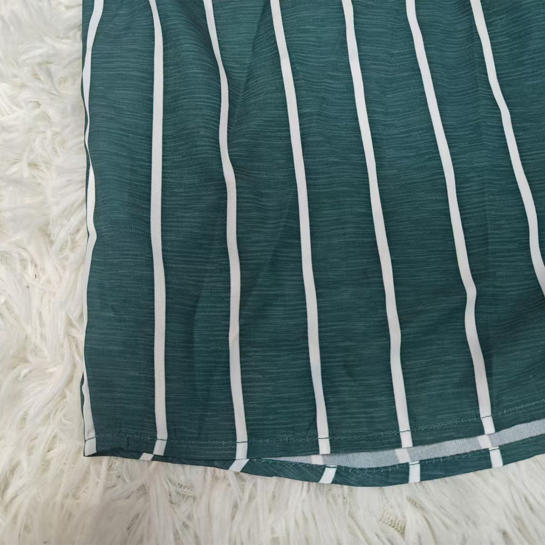 Damen lässige Hemdbluse mit vertikalen Streifen und Brusttasche R&B