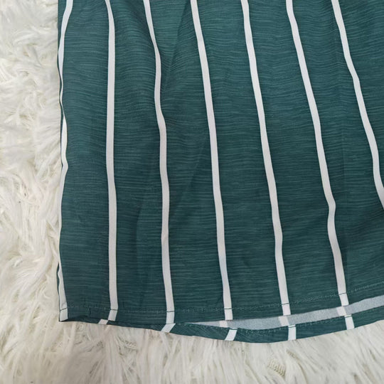 Damen lässige Hemdbluse mit vertikalen Streifen und Brusttasche R&B