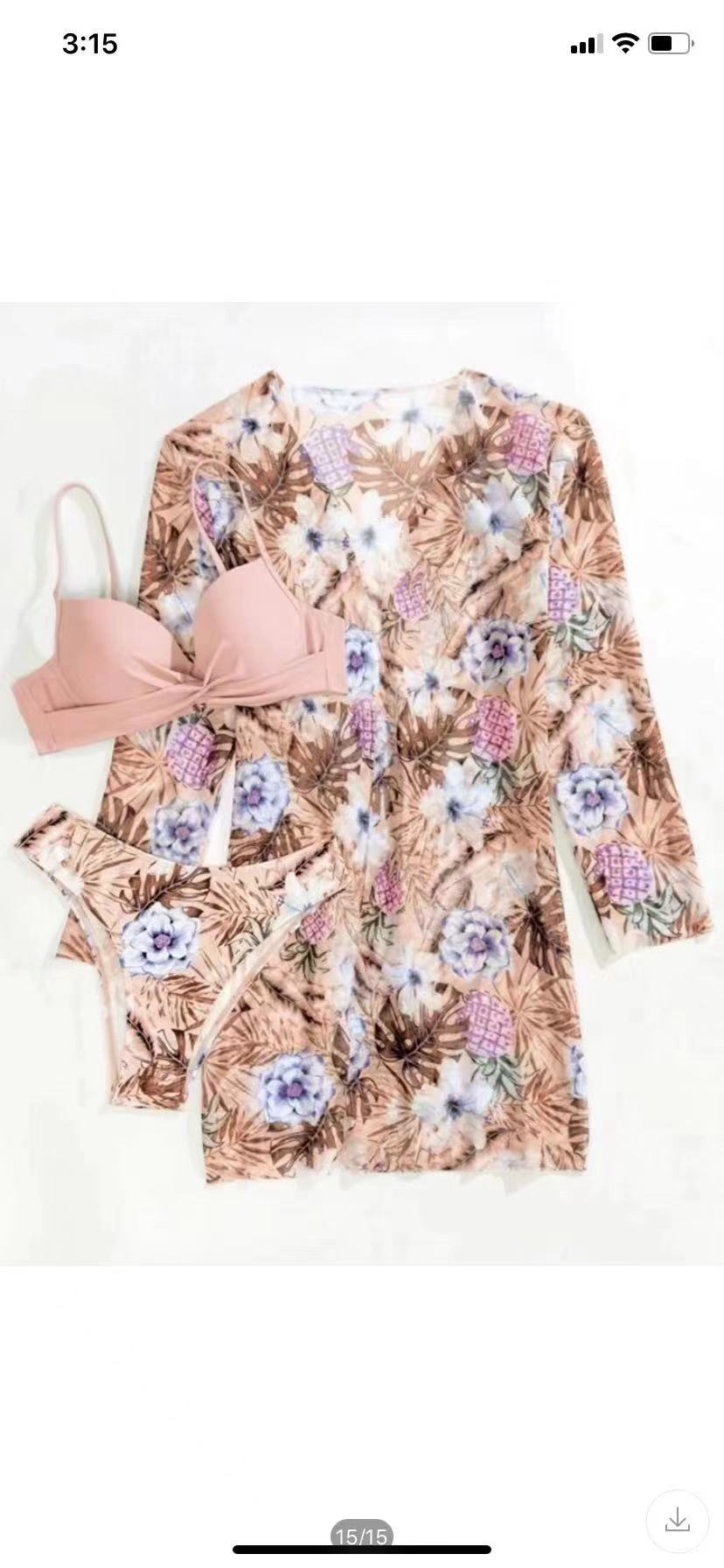Damen Bikini-Set mit floralen Mustern und elegantem Cover-Up R&B
