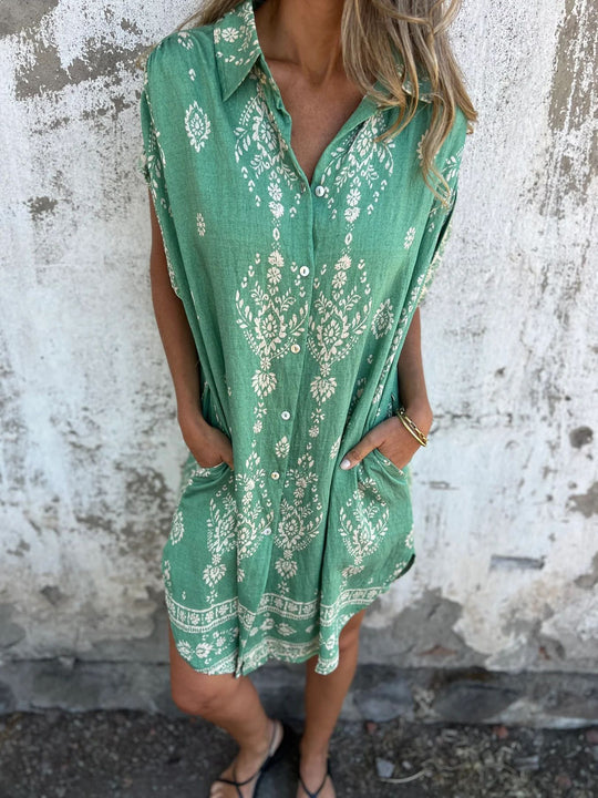 Damen modisches Hemdblusenkleid mit feinem Muster R&B