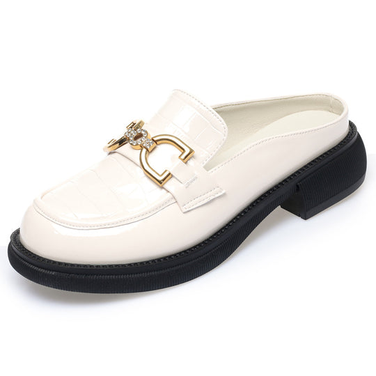 Damen elegante Mokassins mit modisch glänzendem Obermaterial und dekorativem Schmuckdetail R&B