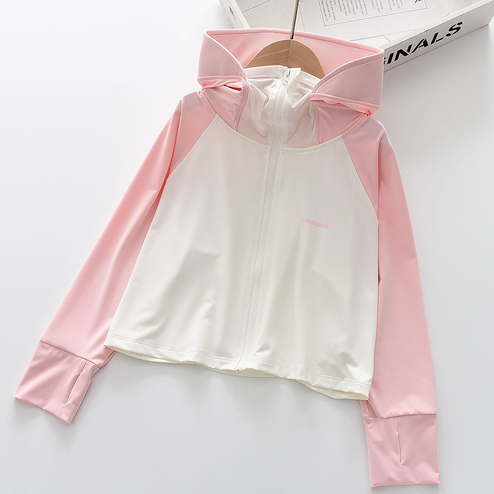 Mädchens nan leichte sonnenschutz Zip-Up Hoodie Schwimm Rash Guard mit Daumenlöchern R&B