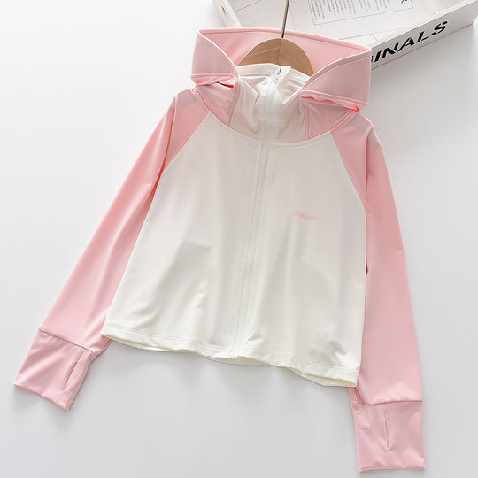 Mädchens nan leichte sonnenschutz Zip-Up Hoodie Schwimm Rash Guard mit Daumenlöchern R&B
