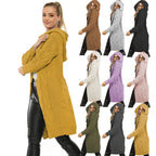 Damen Kapuzenstrickmantel mit modischem Zopfmuster und praktischen Taschen