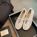 Damen Freizeit-Sneaker aus feinem Leder mit raffiniertem Geflecht