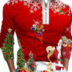 Herren Weihnachtliches Langarmshirt mit festlichem Grafikdesign und praktischem Reißverschluss R&B