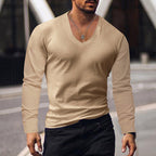 Herren Langarm V-Ausschnitt T-Shirt R&B