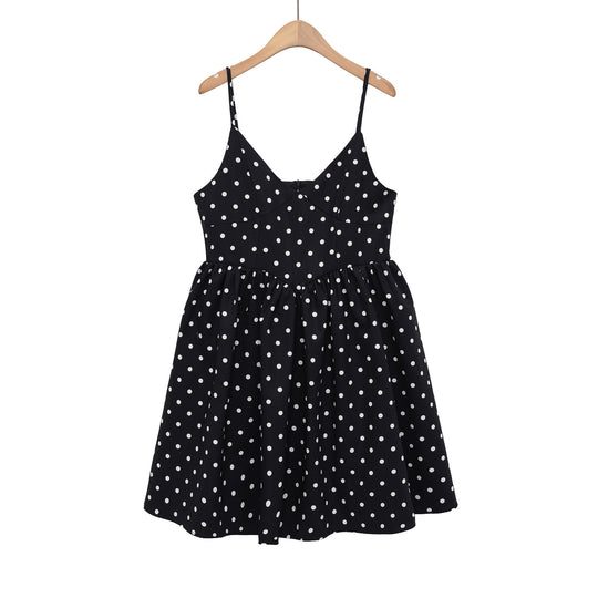 Damen Sommerliches Spaghettiträgerkleid mit verspieltem Punkte-Design und fließendem Schnitt R&B