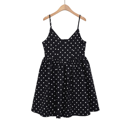 Damen Sommerliches Spaghettiträgerkleid mit verspieltem Punkte-Design und fließendem Schnitt R&B