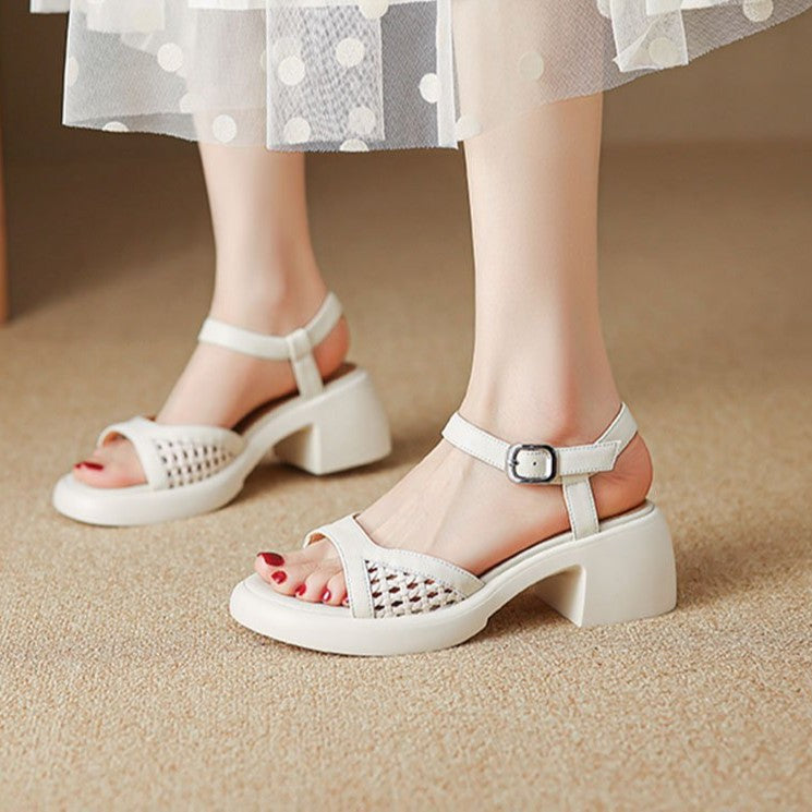 Damen elegante Plateau-Sandalen mit modischem Riemen und ergonomischem Fußbett R&B