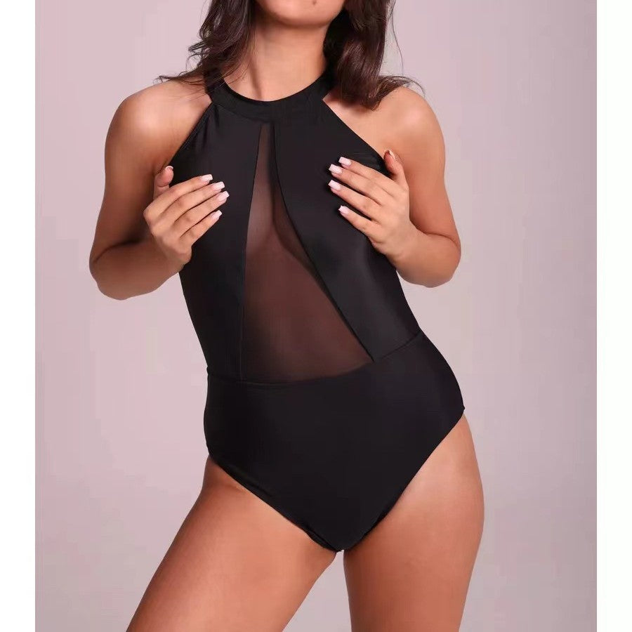 Damen Einteiliger Badeanzug mit transparenten Einsätzen R&B