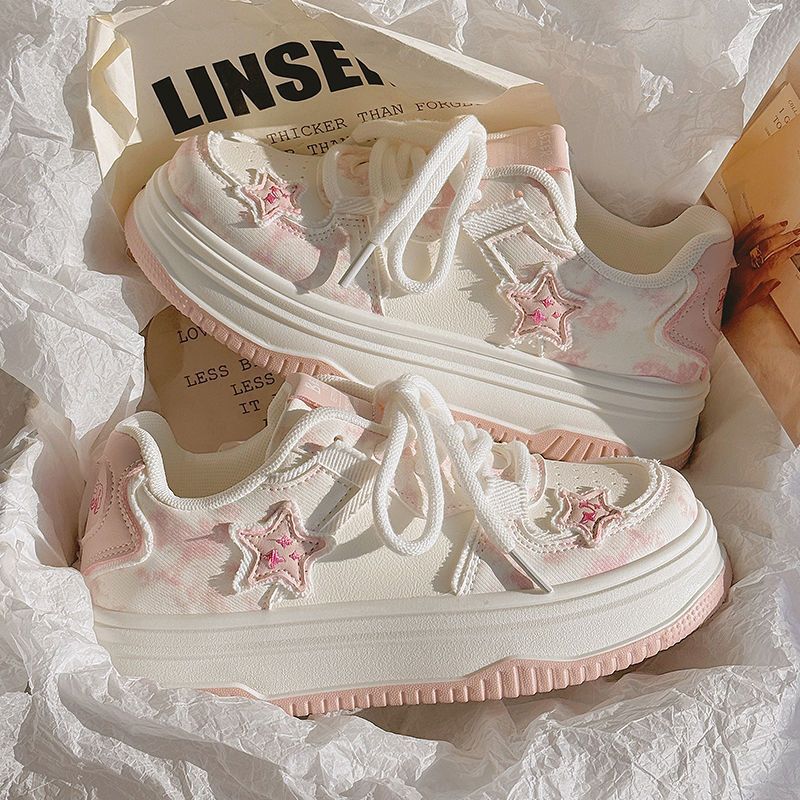 Damen Modische Sneakers mit Sternen-Applikationen