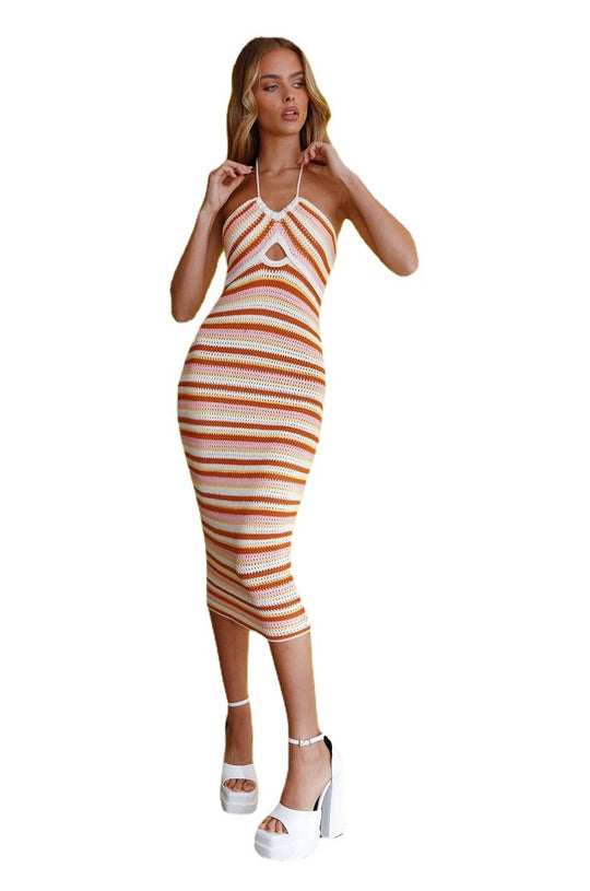 Damen gehäkeltes Sommerkleid mit einzigartigem Rückenausschnitt R&B