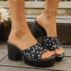 Damen Offene Blockabsatz-Sandalen mit Herzmotiv R&B