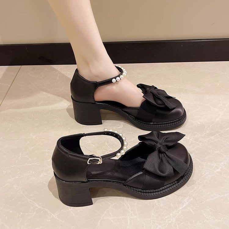 Damen Sandalen mit eleganter Schleifenverzierung und modischem Perlenriemen R&B