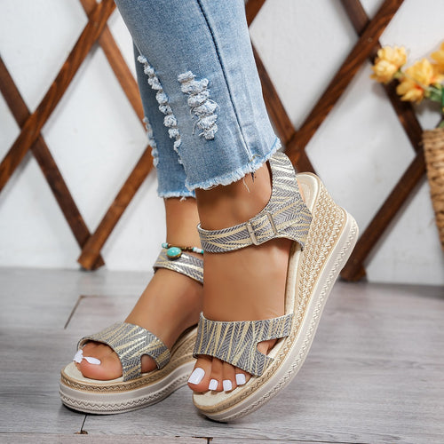 Damen Wedge-Sandalen mit elegantem Riemendesign und atmungsaktivem Obermaterial R&B