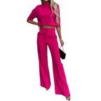 Damen Kombination aus cropped Oberteil und weit geschnittenen Hose R&B