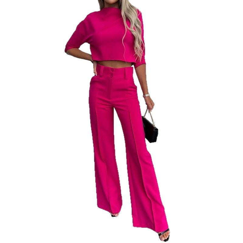Damen Kombination aus cropped Oberteil und weit geschnittenen Hose R&B