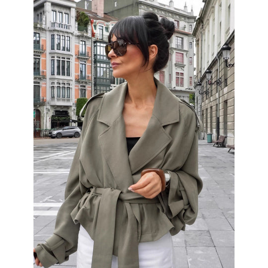 Damen Oversized Trenchcoat mit schickem Gürtel R&B