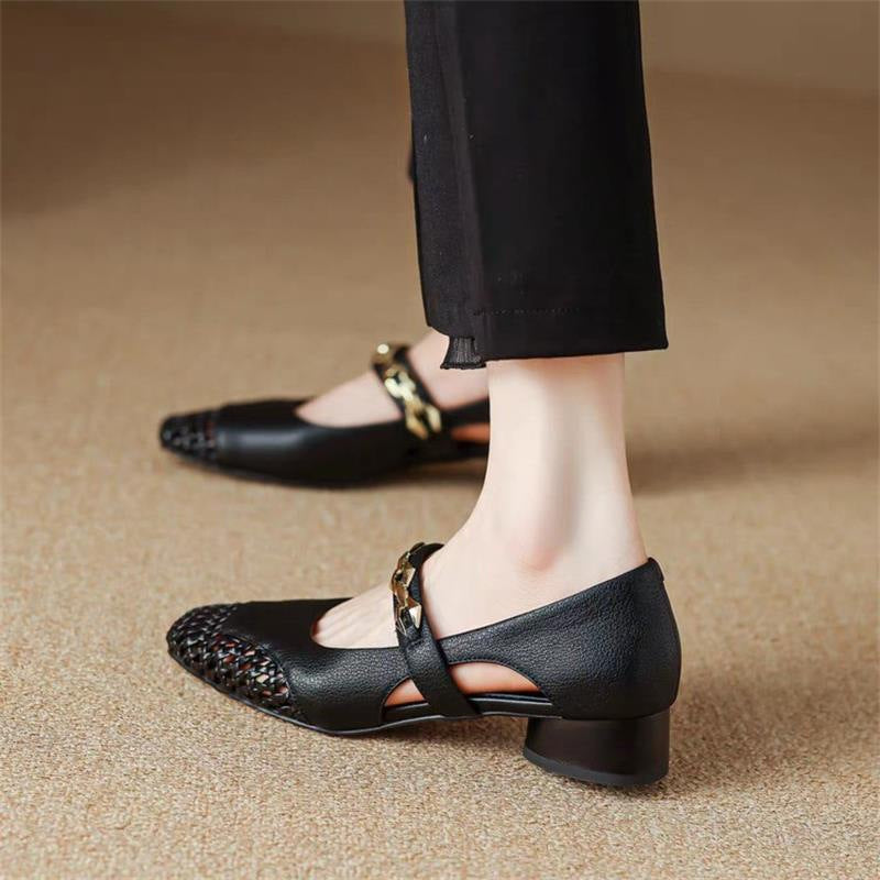 Damen elegante Ballerinas mit modischem Riemchen und stilvollem Absatz R&B