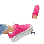 Damen Plateau-Sneaker mit glänzender Oberfläche und gepolsterter Sohle R&B