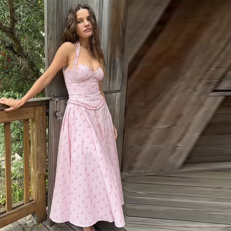 Damen Abendkleid mit floralen Mustern und elegantem Bustier