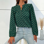 Damen Bluse mit feinem Druck und Knopfdetails R&B