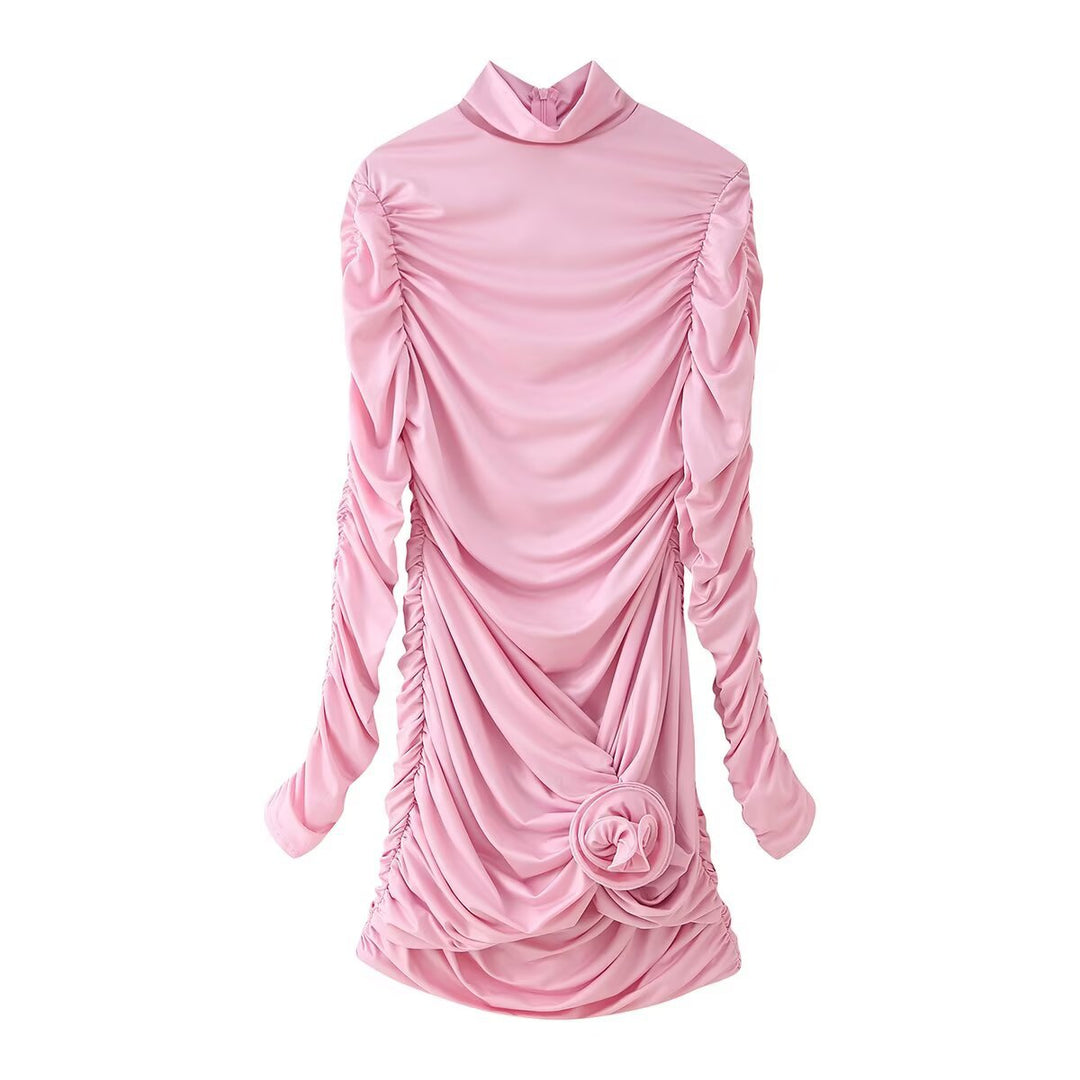 Damen elegantes Rüschenoberteil mit hohem Kragen R&B