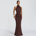 Damen Figurumspielendes Abendkleid mit hochgeschlossenem Design und raffinierten Drapierungen R&B